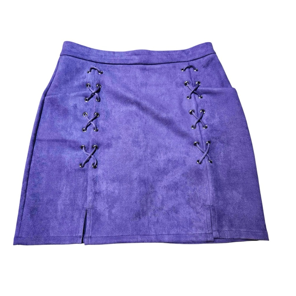 B2G1 FREE! Violet Suede Mini Skirt - Picture 2 of 9